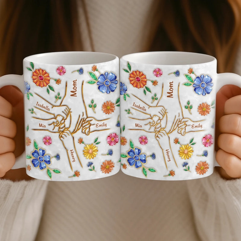 Personalisierte Tasse – Geschenk für Mama – Die liebevollen Hände einer Mutter