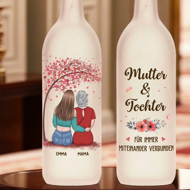 Personalisierte Flaschenlampe – Muttertagsgeschenk für Mama, Tochter – In Liebe Verbunden