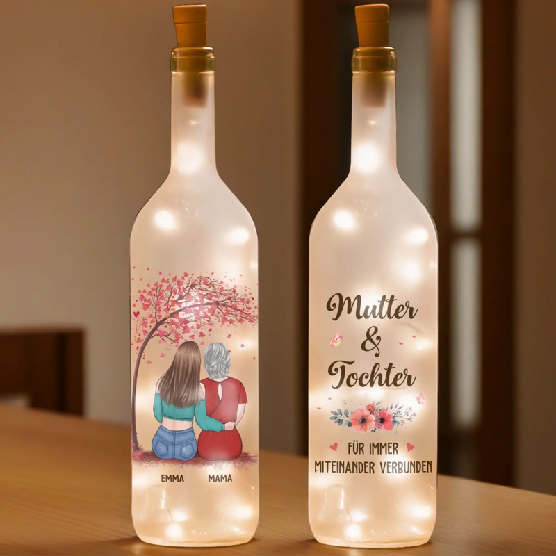 Personalisierte Flaschenlampe – Muttertagsgeschenk für Mama, Tochter – In Liebe Verbunden