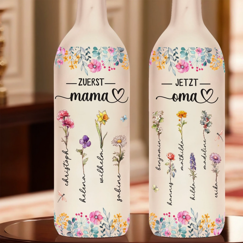 Personalisierte Flaschenlampe – Muttertagsgeschenk für Mama – Die besten Blumen sind die der Familie