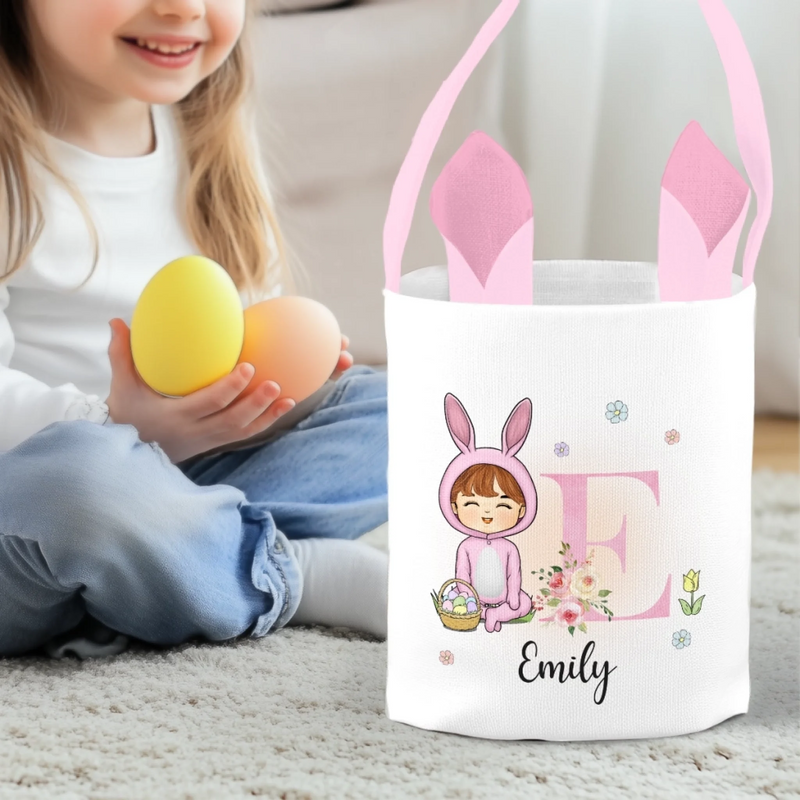 Personalisierte Kaninchenkorb – Ostergeschenke für Kinder – Osterfreude mit jedem Schokoei