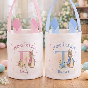 Personalisierte Kaninchenkorb – Ostergeschenke für Kinder – Der Osterhase war hier