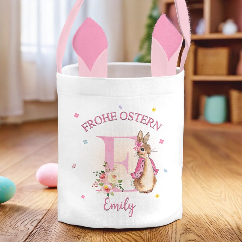 Personalisierte Kaninchenkorb – Ostergeschenke für Kinder – Der Osterhase war hier