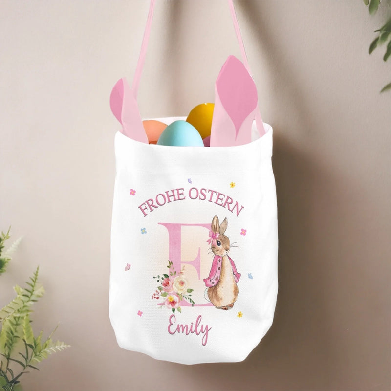 Personalisierte Kaninchenkorb – Ostergeschenke für Kinder – Der Osterhase war hier