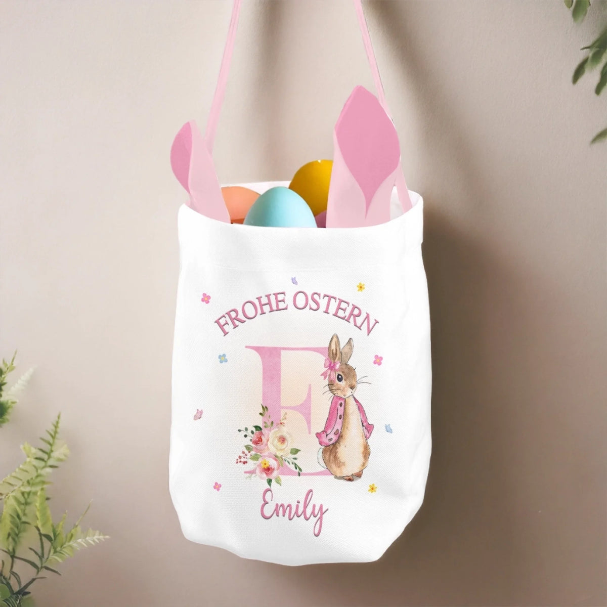 Personalisierte Kaninchenkorb – Ostergeschenke für Kinder – Der Osterhase war hier