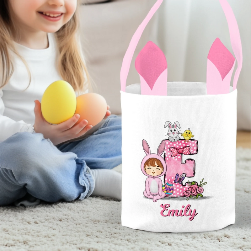 Personalisierte Kaninchenkorb – Ostergeschenke für Kinder – Ein Korb voller Glücksmomente