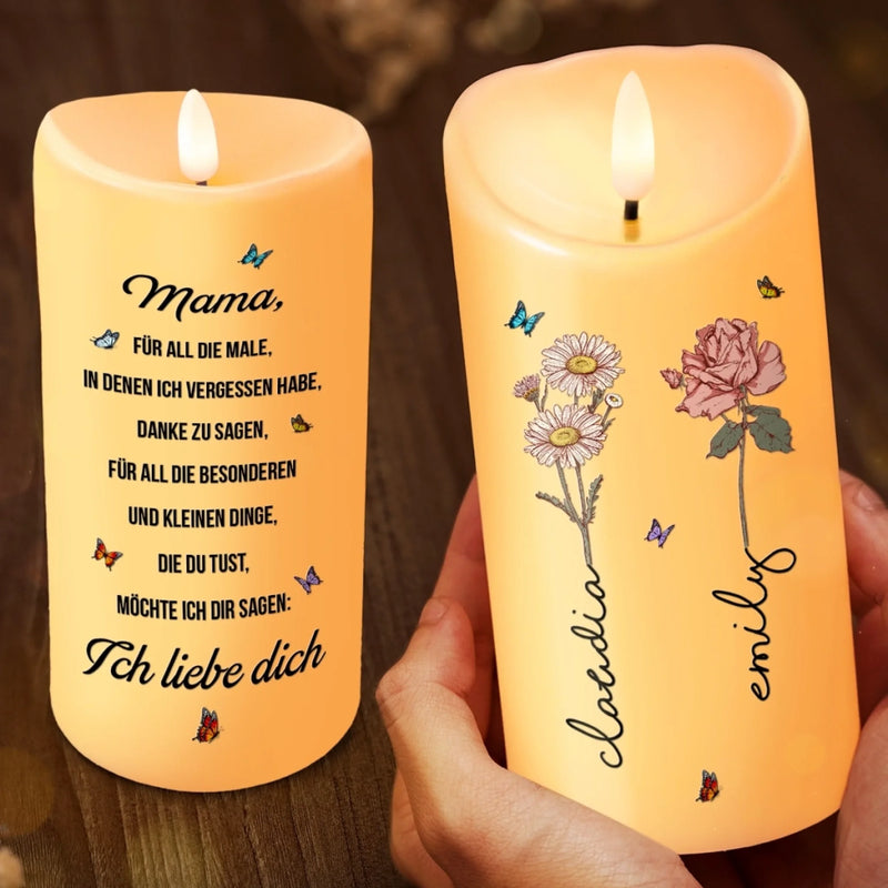 Personalisierte LED-Kerze – Muttertagsgeschenk für Mama – Für die besten Momente