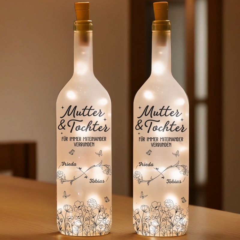 Personalisierte Flaschenlampe – Muttertagsgeschenk für Mama – Du bist mein größter Schatz