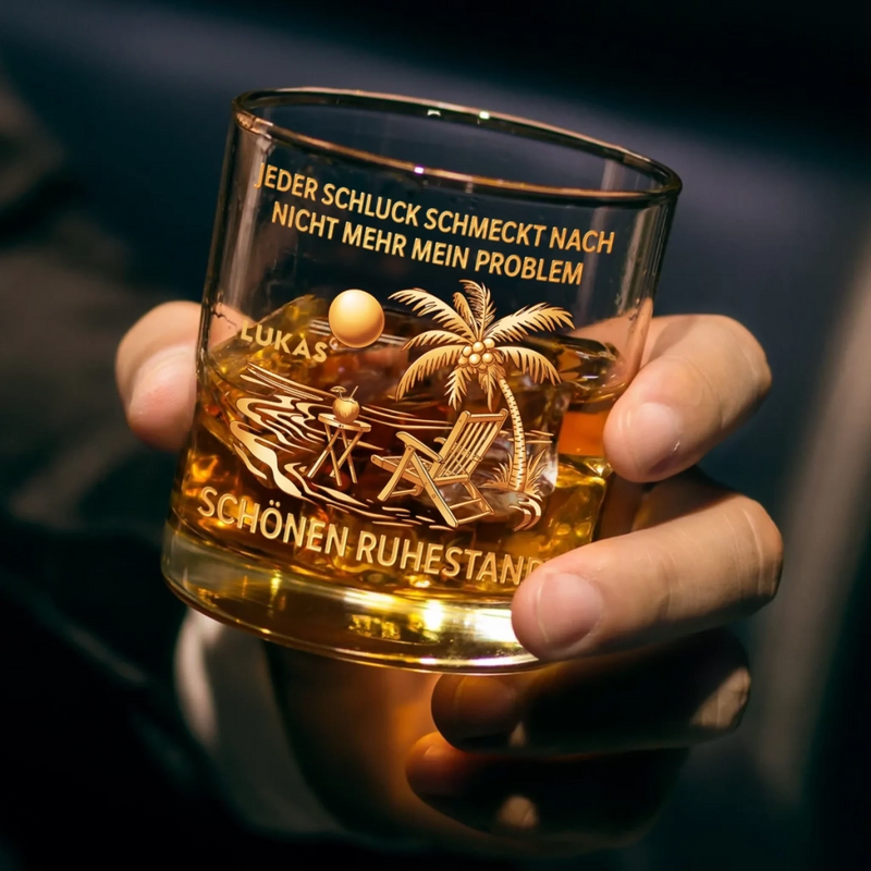 Personalisierte Whiskyglas – Geschenke für Rentner – Schönen Ruhestand