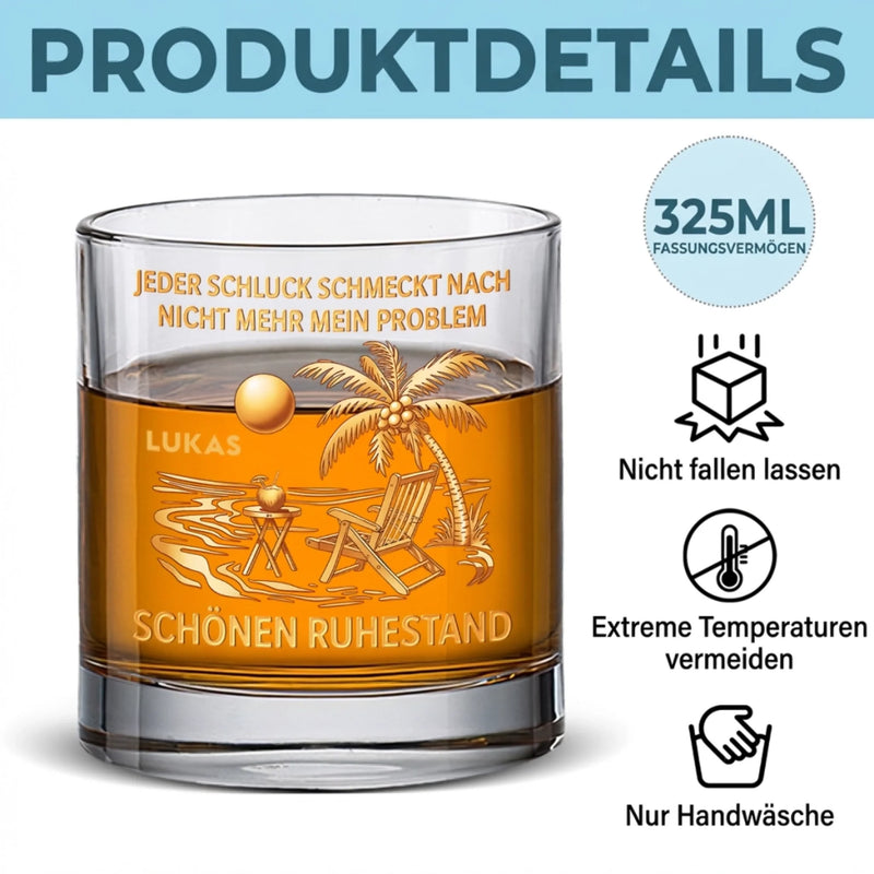 Personalisierte Whiskyglas – Geschenke für Rentner – Schönen Ruhestand