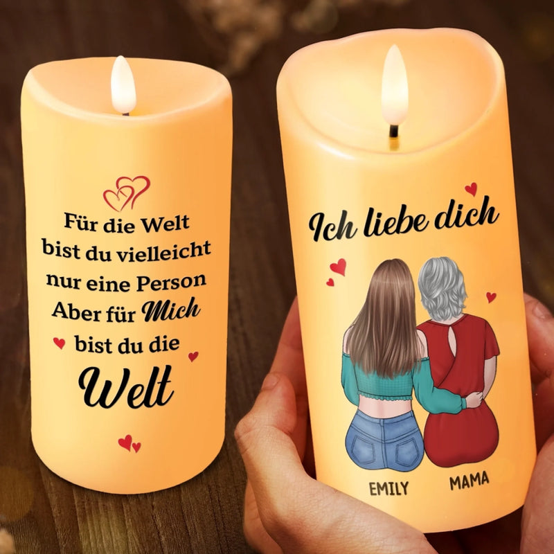 Personalisierte LED-Kerze – Muttertagsgeschenk für Mama – Du bist mein größter Schatz