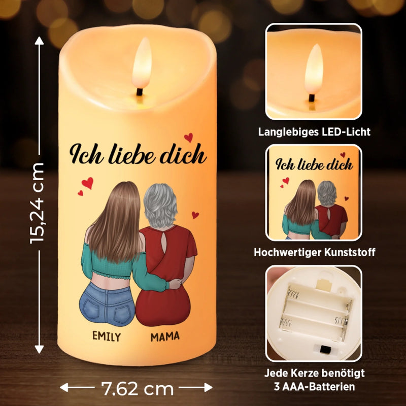 Personalisierte LED-Kerze – Muttertagsgeschenk für Mama – Du bist mein größter Schatz