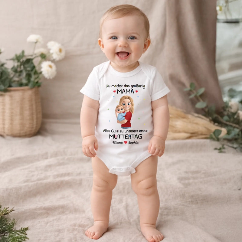 Personalisierte Babybody – Geschenk zum ersten Muttertag – Mein Herz gehört dir, Mama