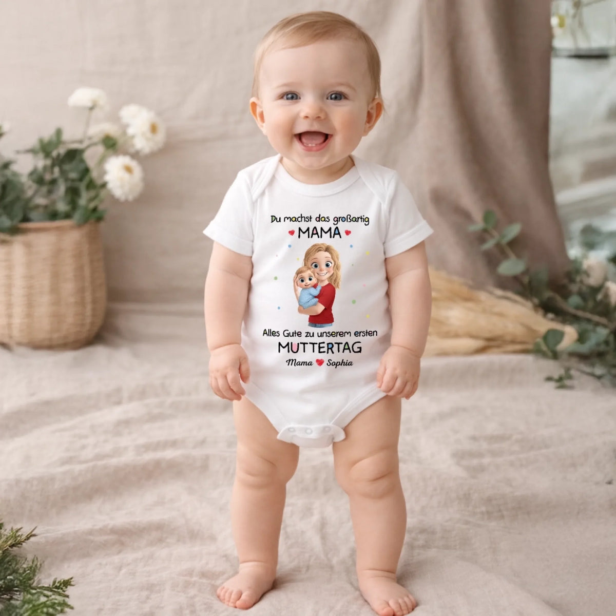 Personalisierte Babybody – Geschenk zum ersten Muttertag – Mein Herz gehört dir, Mama
