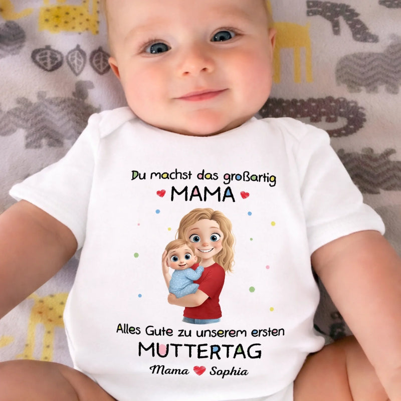 Personalisierte Babybody – Geschenk zum ersten Muttertag – Mein Herz gehört dir, Mama