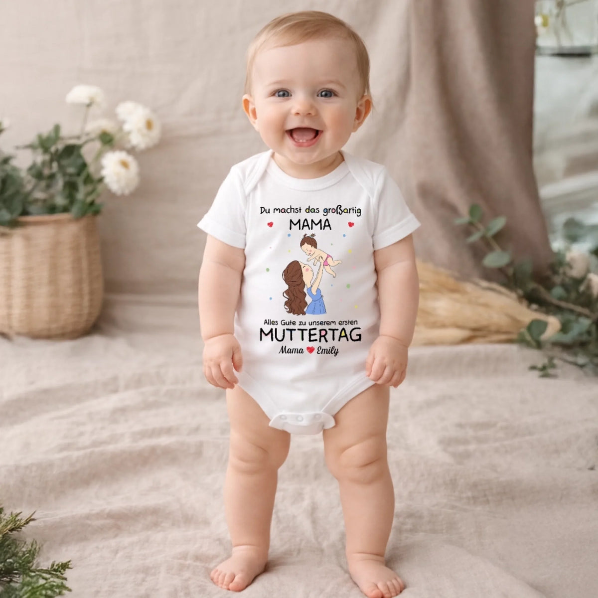 Personalisierte Babybody – Geschenk zum ersten Muttertag – Alles Gute zum ersten Muttertag