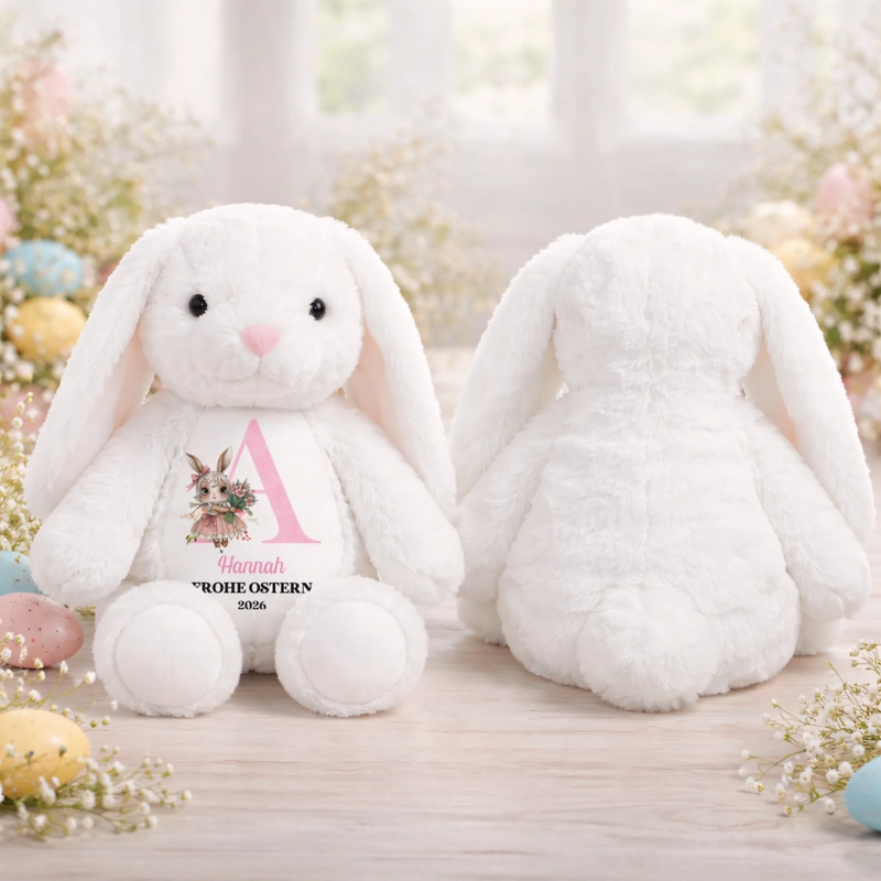 Personalisiertes Osterhase-Kuscheltier – Ostergeschenk für Babys – Der Osterhase ist da