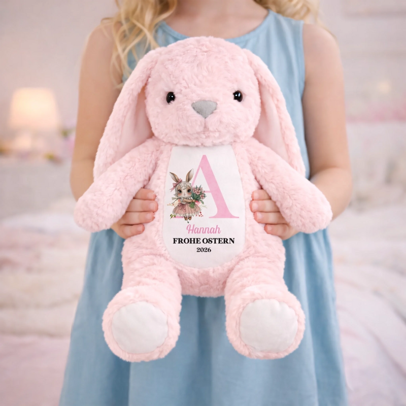 Personalisiertes Osterhase-Kuscheltier – Ostergeschenk für Babys – Der Osterhase ist da