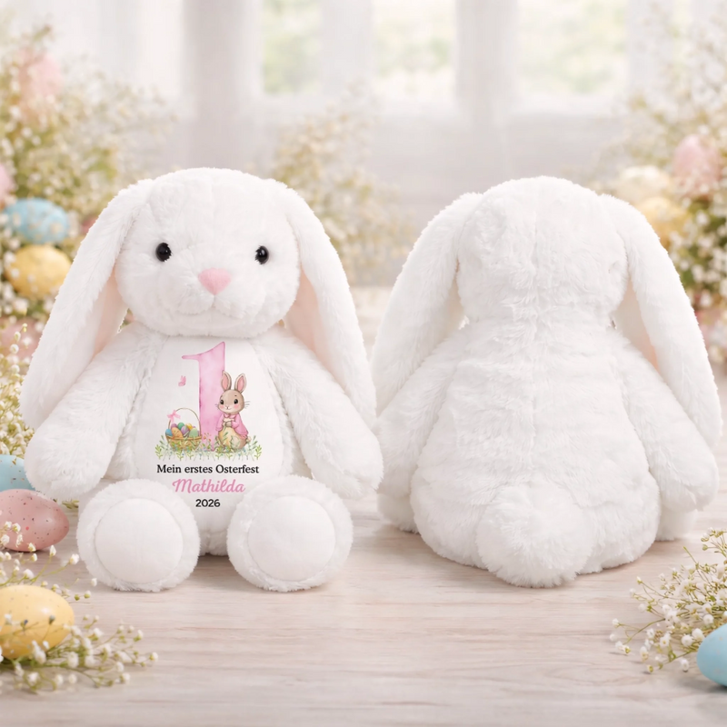 Personalisiertes Osterhase-Kuscheltier – Ostergeschenk für Babys – Frohe Ostern