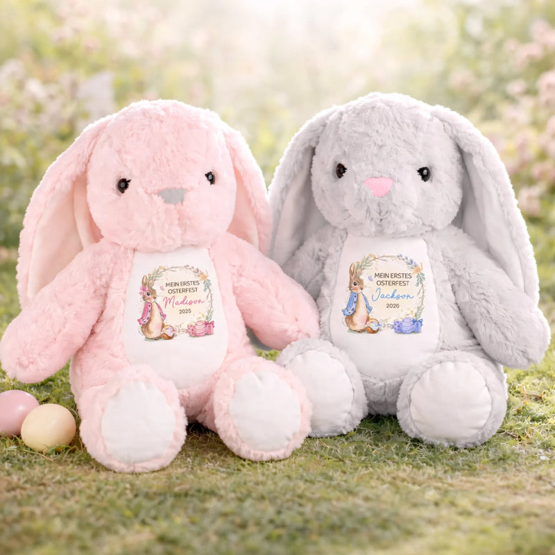 Personalisiertes Osterhase-Kuscheltier – Ostergeschenk für Babys – Ein Hase voller Freude