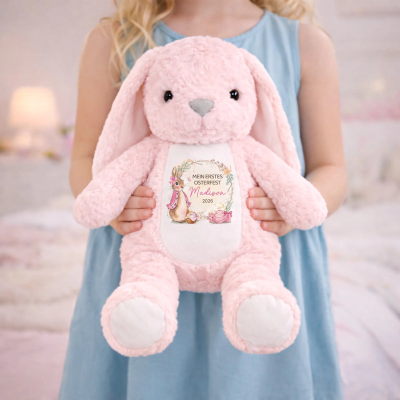 Personalisiertes Osterhase-Kuscheltier – Ostergeschenk für Babys – Ein Hase voller Freude