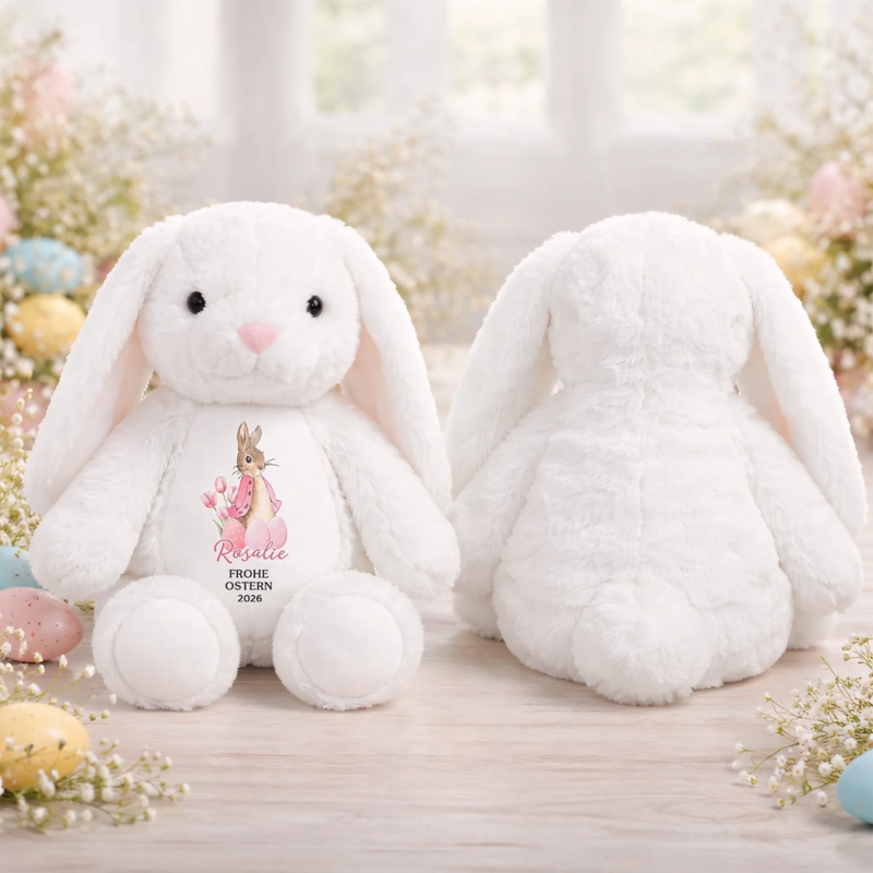 Personalisiertes Osterhase-Kuscheltier – Ostergeschenk für Babys – Kleine Ohren, große Herzen