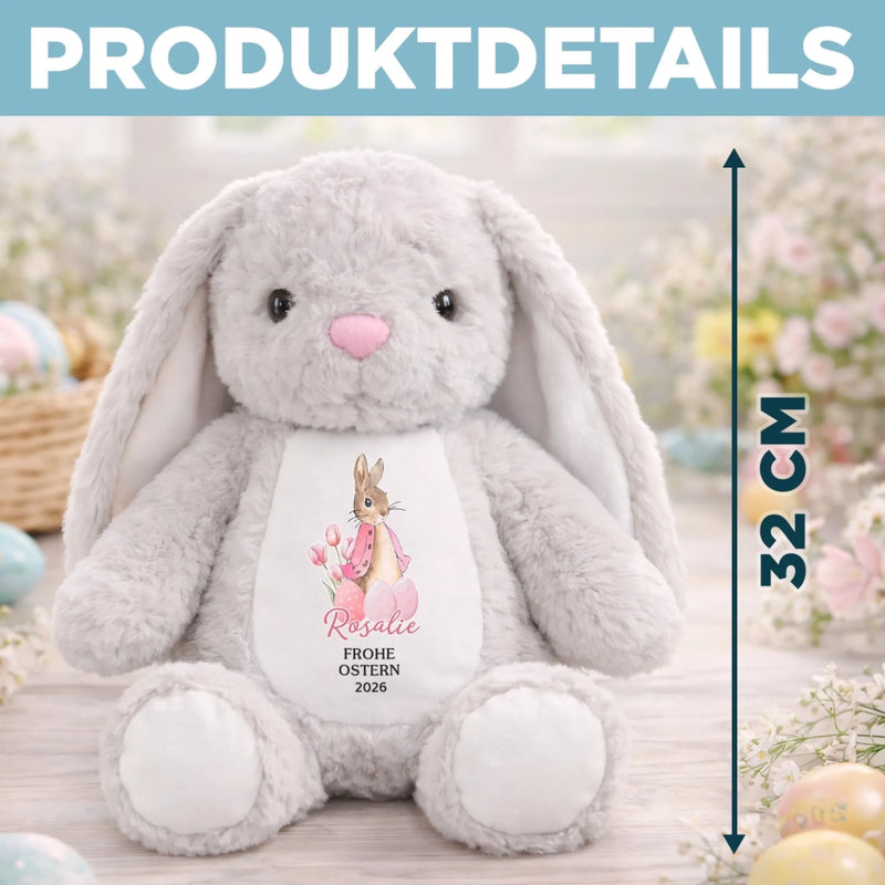 Personalisiertes Osterhase-Kuscheltier – Ostergeschenk für Babys – Kleine Ohren, große Herzen