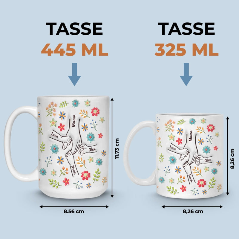 Personalisierte Tasse – Muttertagsgeschenk für Mama, Oma – Für alle die Hand in Hand-Momente