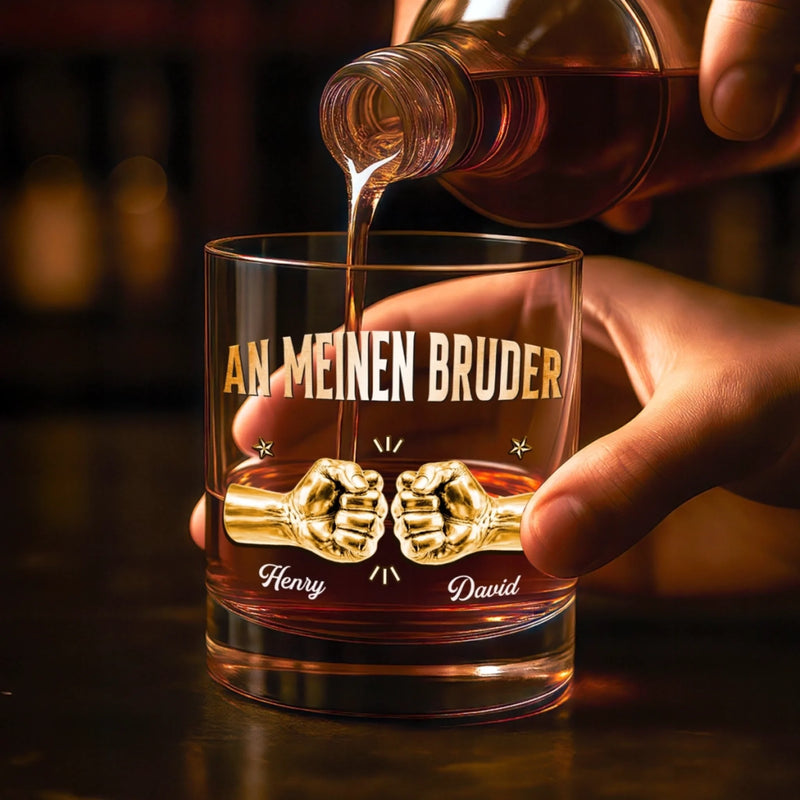 Personalisierte Whiskyglas – Geschenk für Bruder – Wir halten immer zusammen
