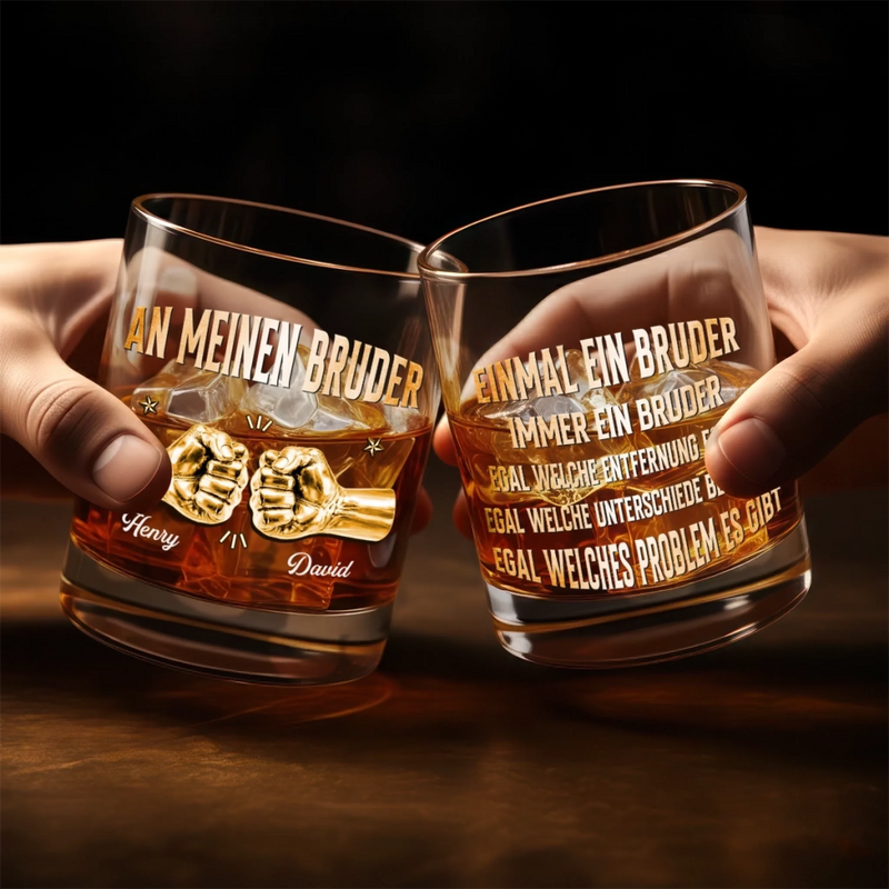 Personalisierte Whiskyglas – Geschenk für Bruder – Wir halten immer zusammen