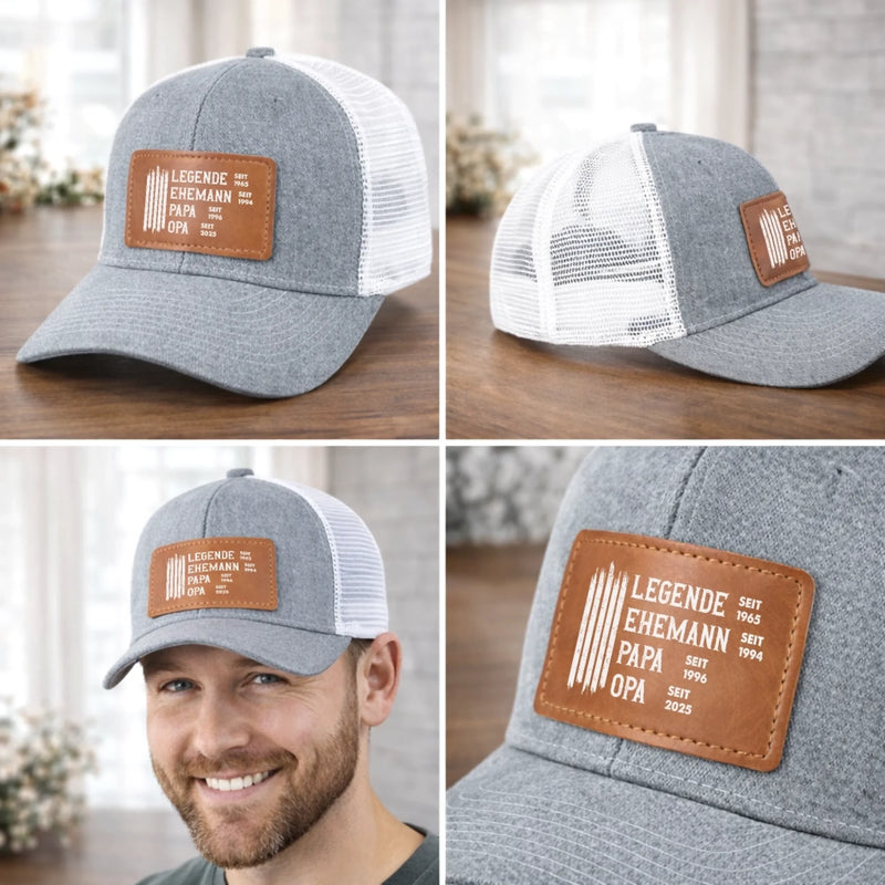 Personalisierter Hut mit Lederflicken – Geschenk für Opa, Papa – Jede Rolle ist eine Ehre