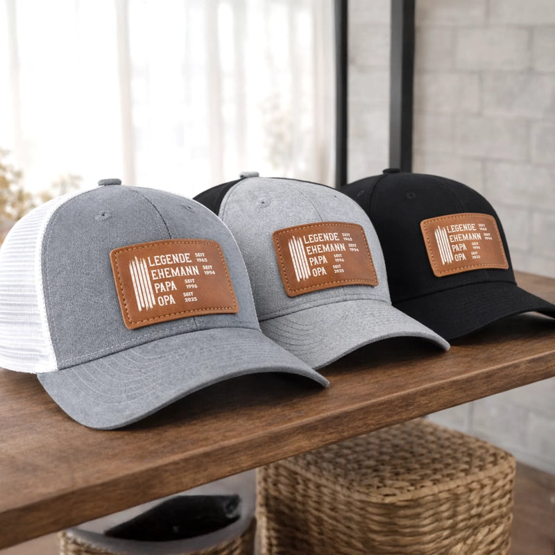 Personalisierter Hut mit Lederflicken – Geschenk für Opa, Papa – Jede Rolle ist eine Ehre