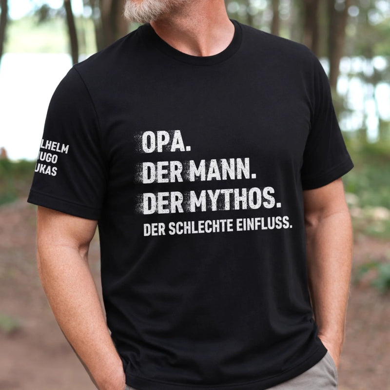 Personalisierter Unisex-T-Shirt mit Aufdruck auf dem Ärmel – Geschenk für Opa, Papa – Diese Opa gehört zu