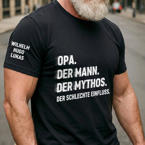 Personalisierter Unisex-T-Shirt mit Aufdruck auf dem Ärmel – Geschenk für Opa, Papa – Diese Opa gehört zu