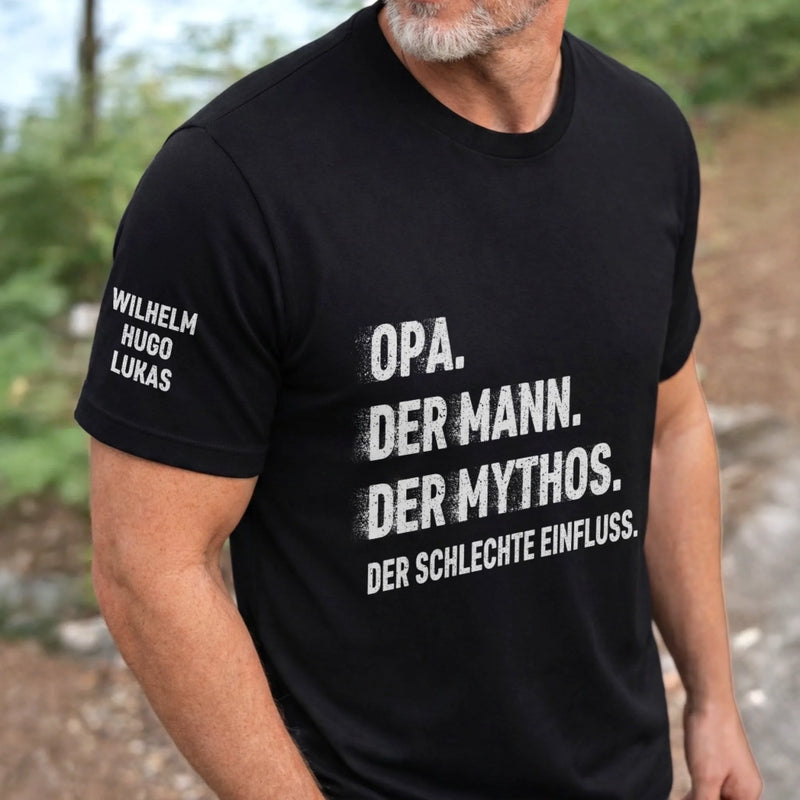 Personalisierter Unisex-T-Shirt mit Aufdruck auf dem Ärmel – Geschenk für Opa, Papa – Diese Opa gehört zu