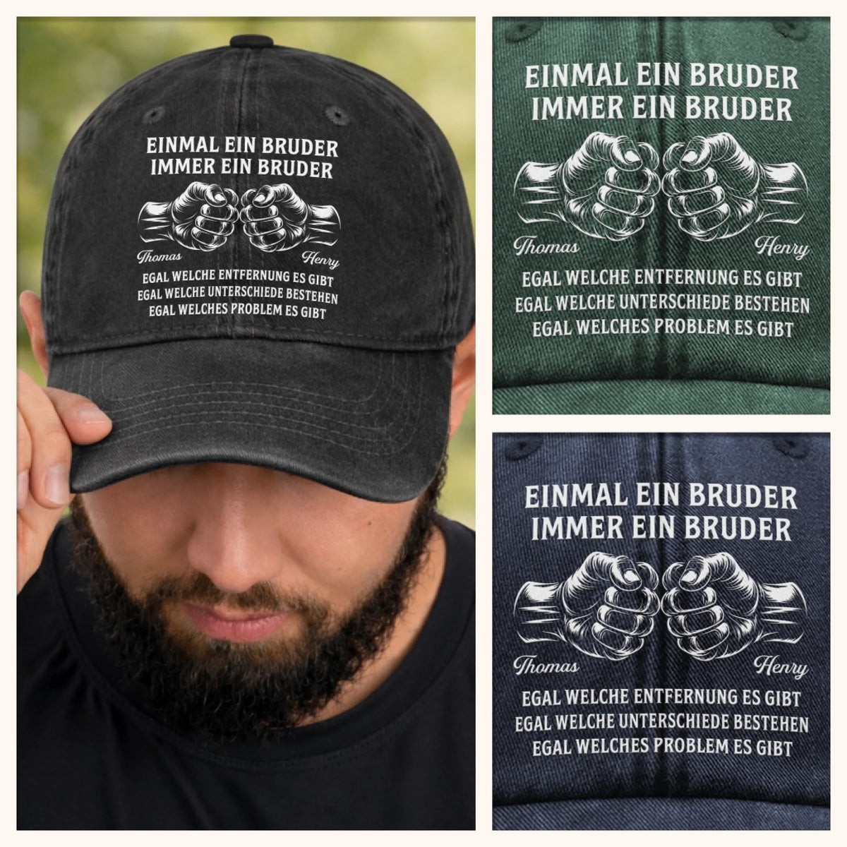 Personalisierte klassische Baseballkappe – Geschenk für Bruder – Immer ein Bruder