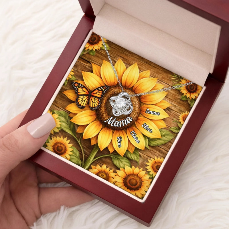 Personalisierte Liebesknoten-Halskette  – Muttertagsgeschenk für Mama, Oma - In Liebe und Erinnerung