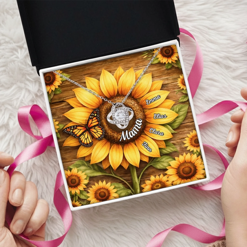Personalisierte Liebesknoten-Halskette  – Muttertagsgeschenk für Mama, Oma - In Liebe und Erinnerung