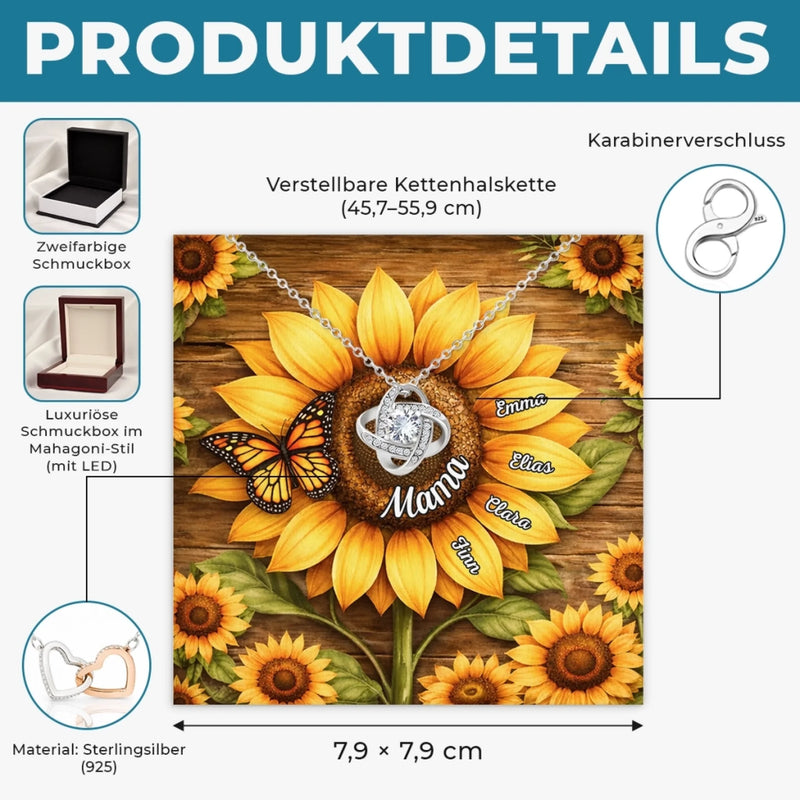 Personalisierte Liebesknoten-Halskette  – Muttertagsgeschenk für Mama, Oma - In Liebe und Erinnerung