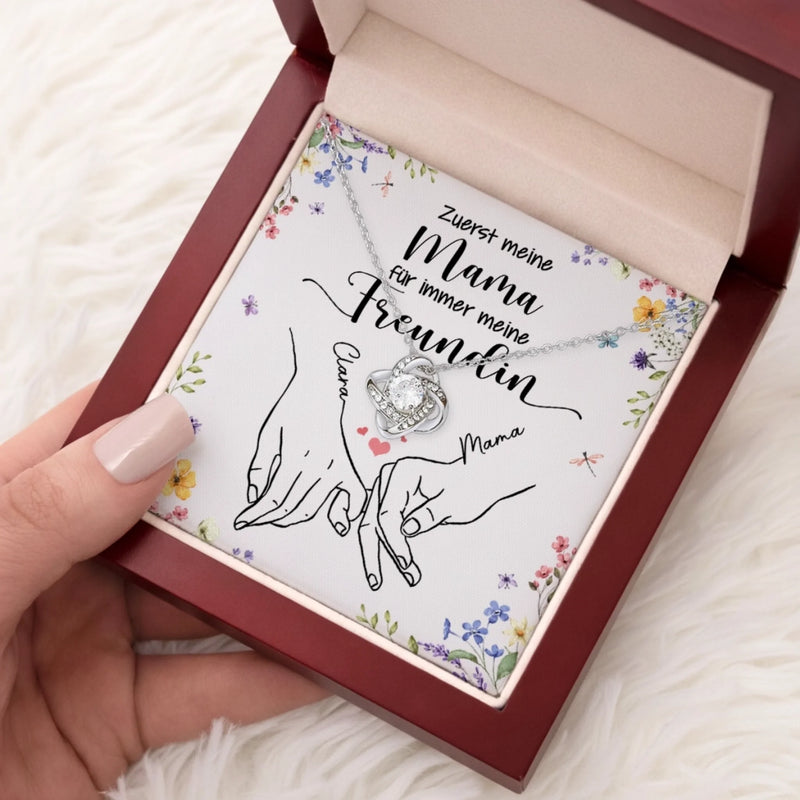 Personalisierte Liebesknoten-Halskette  – Geschenk für Mama, Tochter – Ewige Freundschaft, unendliche Liebe