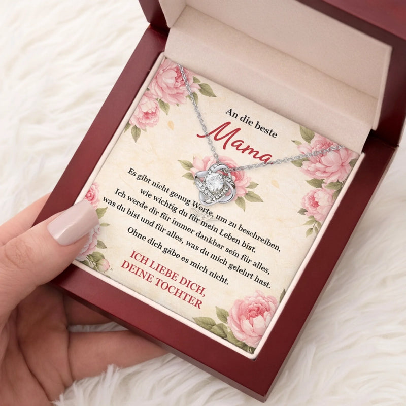 Personalisierte Liebesknoten-Halskette  – Muttertagsgeschenk für Mama, Oma - Ein Leben voller Liebe