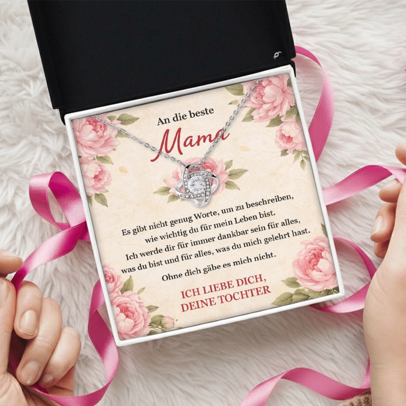 Personalisierte Liebesknoten-Halskette  – Muttertagsgeschenk für Mama, Oma - Ein Leben voller Liebe