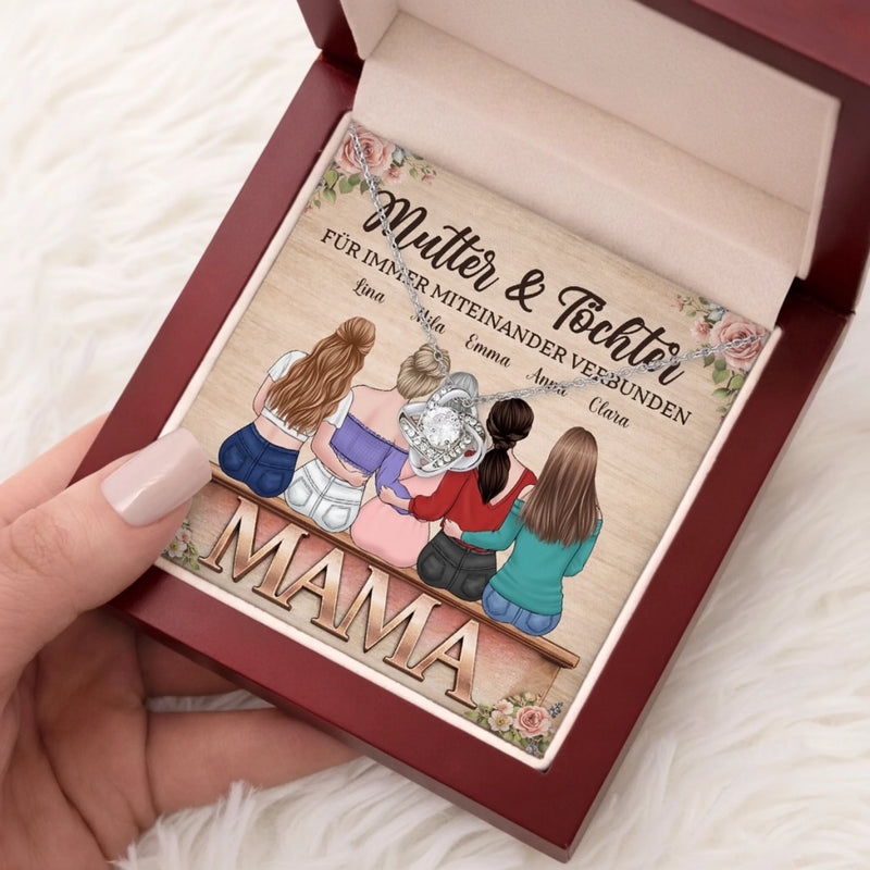Personalisierte Liebesknoten-Halskette  – Geschenk für Mama, Tochter – Wir sind immer verbunden