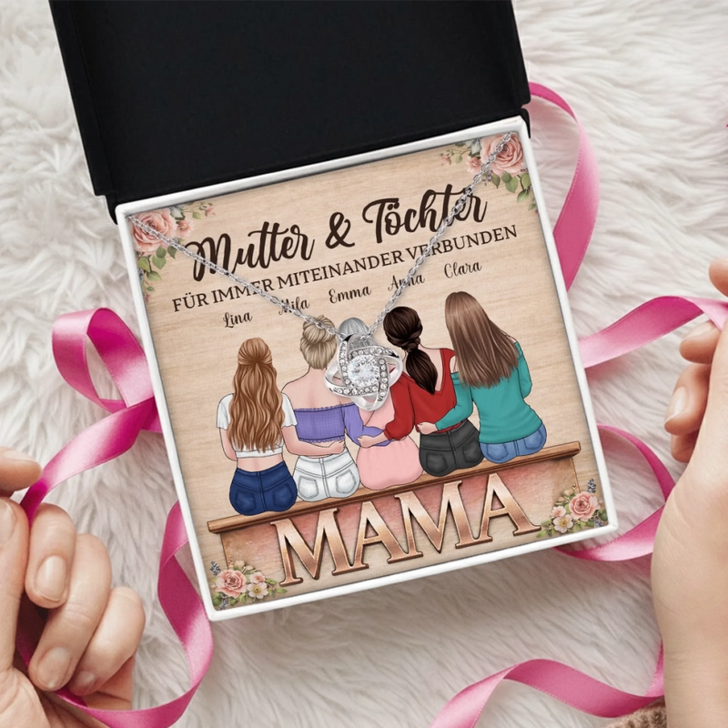 Personalisierte Liebesknoten-Halskette  – Geschenk für Mama, Tochter – Wir sind immer verbunden