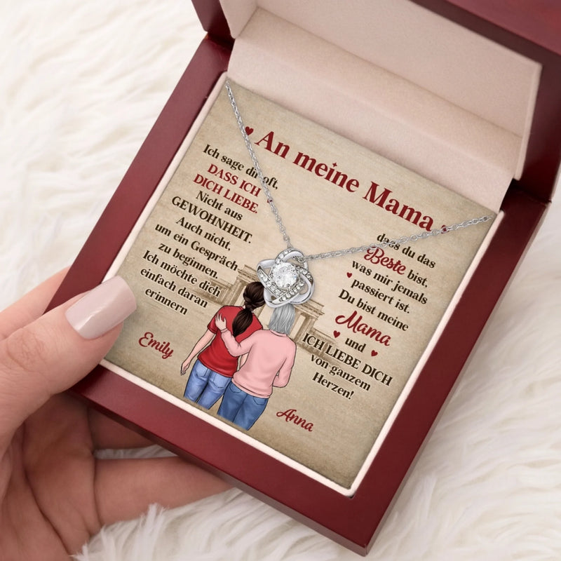 Personalisierte Liebesknoten-Halskette  – Muttertagsgeschenk für Mama, Oma - Für die besten Umarmungen