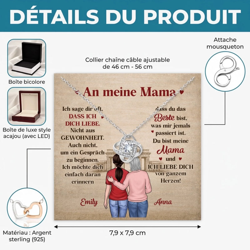 Personalisierte Liebesknoten-Halskette  – Muttertagsgeschenk für Mama, Oma - Für die besten Umarmungen