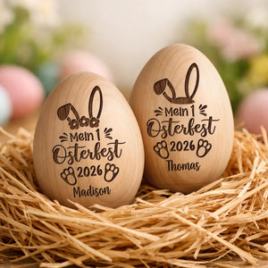 Personalisierter Eier-Shaker aus Holz – Ostergeschenk für Babys – Besondere Erinnerungen