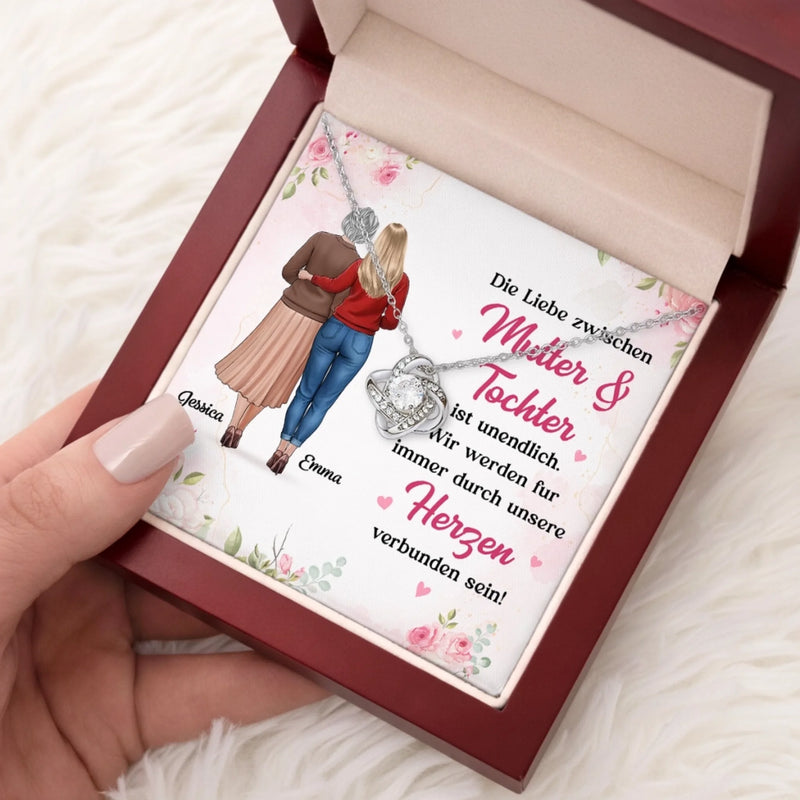 Personalisierte Liebesknoten-Halskette  – Geschenk für Mama, Tochter – Die Liebe zwischen Mutter und Tochter