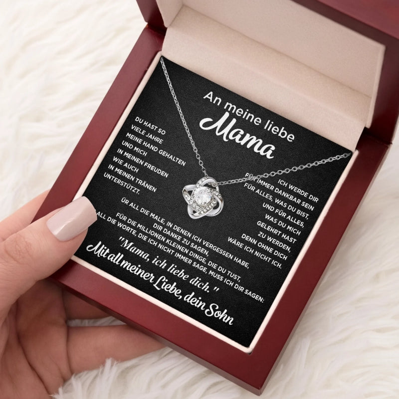 Personalisierte Liebesknoten-Halskette  – Muttertagsgeschenk für Mama, Oma - Mit all meiner Liebe