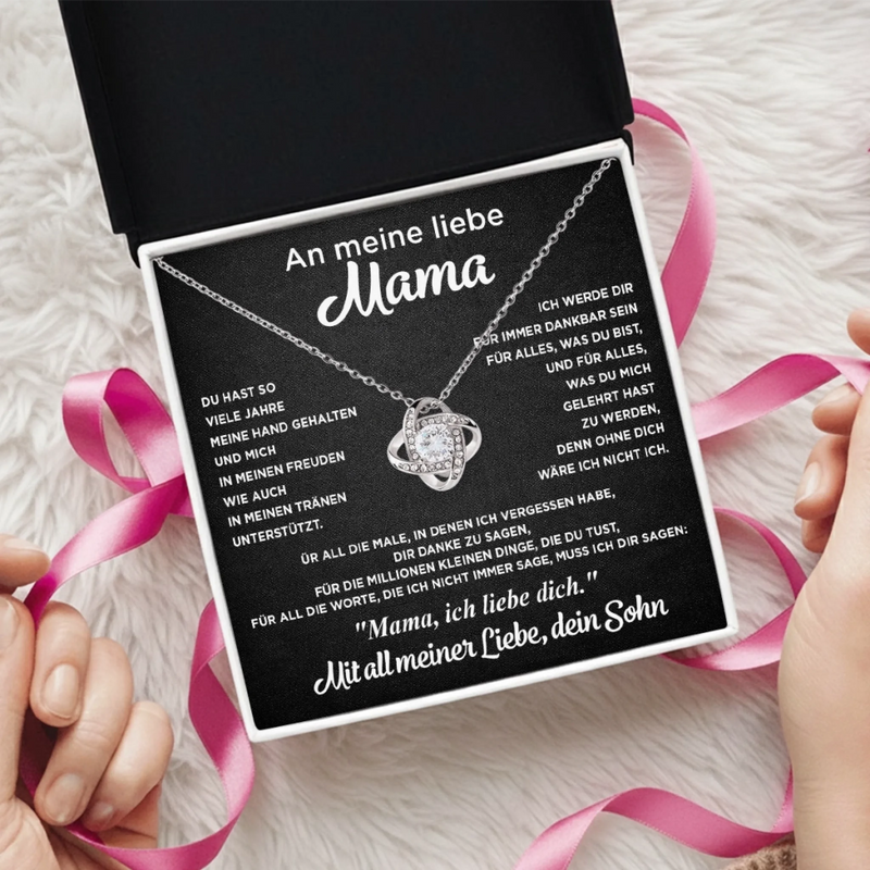 Personalisierte Liebesknoten-Halskette  – Muttertagsgeschenk für Mama, Oma - Mit all meiner Liebe